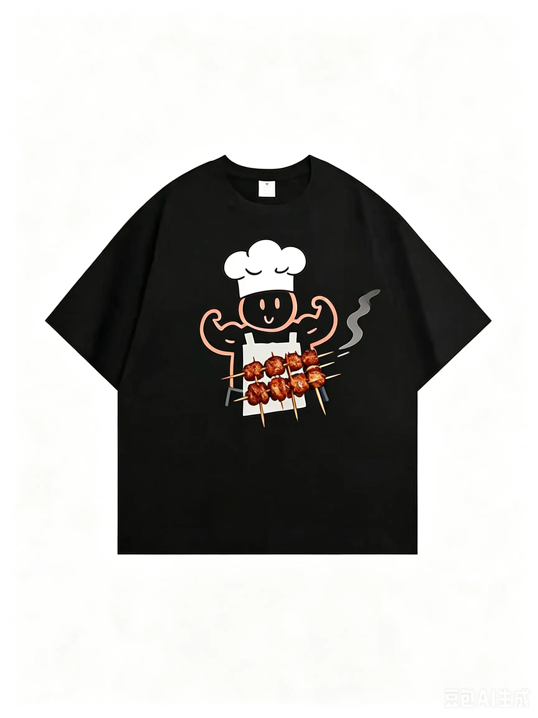 100% cotton Menswear Chef T-Shirt - Men's Black Short-Sleeve Top with Grilling Design tees graphic