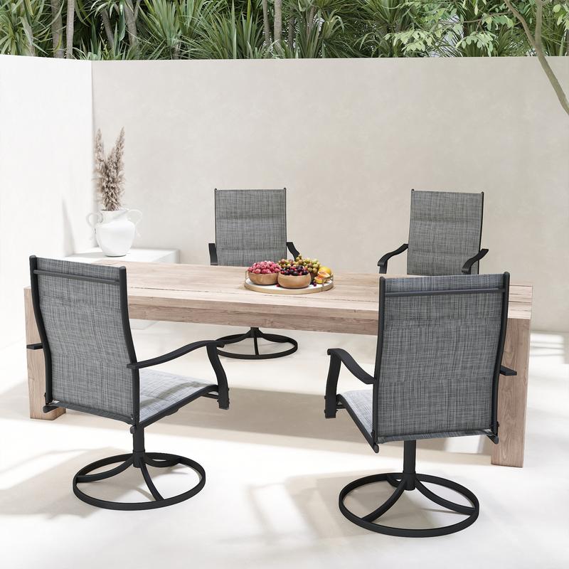Outdoor Patio Swivel Dining Chairs Set of 2/4, 360 Swivel and All Weather Rocking Chair with Padded Textilene Mesh Fabric and Rust Proof Steel Frame, 400 Lb. Capacity, Grey Outdoor Patio Swivel Dining Chairs Set of 2/4, 360 Swivel and All Weather Rocking Chair with Padded Textilene Mesh Fabric and Rust Proof Steel Frame, 400 Lb. Capacity, Grey