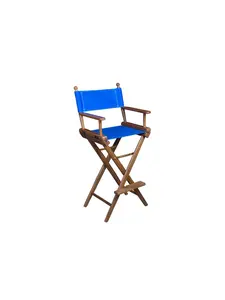 HomeRoots 476328 46.5 x 23 x 17.5 in. Blue & Brown Solid Wood Director Chair