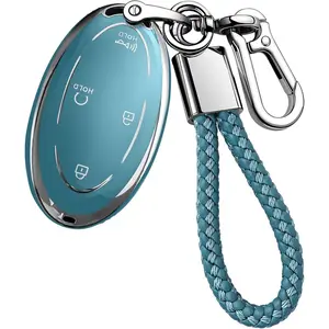 Key Fob Cover with Key chain Compatible with 2023 2024 2025 2026 Hyundai Ioniq 6 Grandeur GN7, 2024 2025 Sonata Elantra Kona Santa Fe Tucson Car Accessories (Silver-Grey, 5 Buttons)