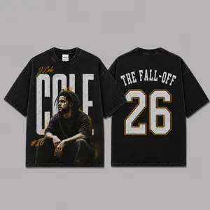 Ver 8 J Cole The Fall Off 2026 Acid Washed Unisex Oversized Premium Cotton T-Shirt, Vintage Music Merch T-Shirt, Music Rap Style, New Album Gift For Fans