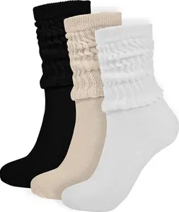Crew Slouch Socks Women - Retro Scrunch Short Sock - Soft Solid Ankle Socks Size 5-11
