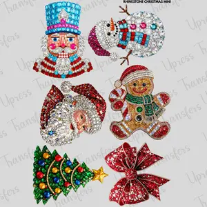 Rhinestone Christmas Mini DTF Transfer Gang Sheet 24.5" x 36" Direct To Film for DIY Enthusiasts Vibrant Custom Options Cozy Handmade Aesthetic Festive Designs