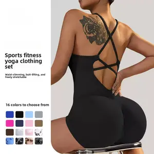 Women's Sleeveless Yoga Romper High Support Sports Jumpsuit Breathable Quick Dry Fitness Outfit for Women