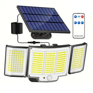 348 LED Solar Security Light with Motion Sensor, Remote Control Wall Lamp, Outdoor Garden Patio Lighting, 5m Cable, Energy Efficient, Solar Lights Outdoor