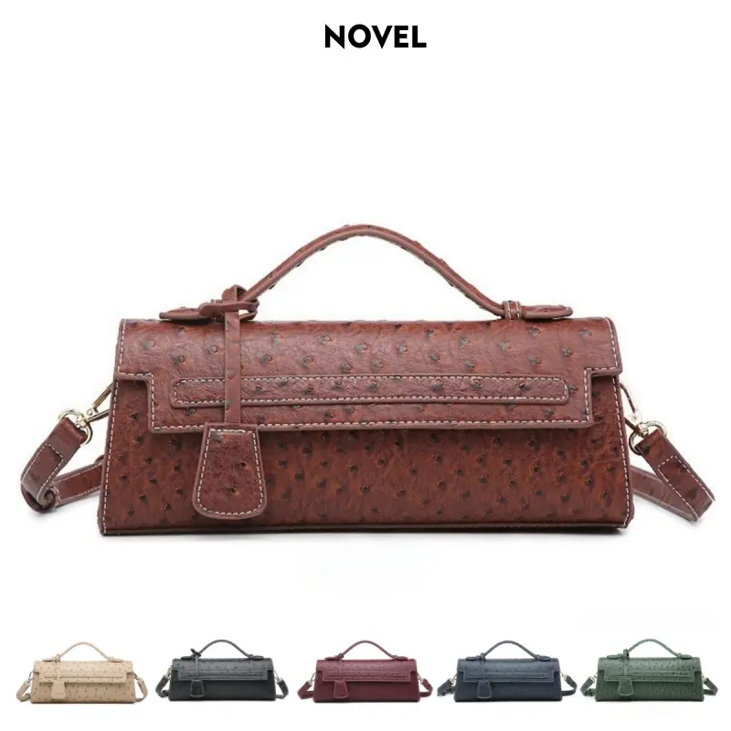 NOVEL Best-Selling New Arrival: Premium Ostrich-Print Handbag for Women, Luxury Niche Clutch, Unique Design, Retro Colors, Shoulder/Crossbody Bag, Elegant Evening Bag, Kelly Bag