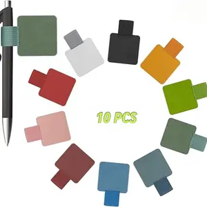 10 Pack Universal Self-Adhesive Pen Clip Elastic Strap PU Leather Tablet Pen Sleeve for Pen Holder Stationery Accessory