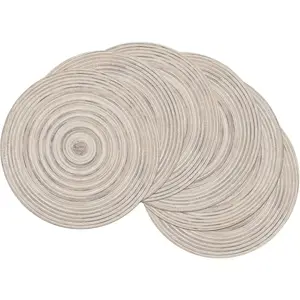 Round Braided Placemats, 15 Inch Set of 6, Washable Kitchen Table Placemats for Home, Weddings, and Parties
