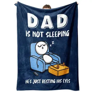 Funny Dad Sleeping Throw Blanket - "Dad Is Not Sleeping, He'S Just Resting His Eyes" - Soft Flannel All-Season Couch & Office Blanket - Birthday, Father'S Day, Birthday Gift For Dad, warm flannel blanket