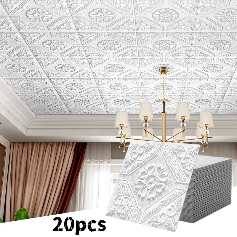 20pcs Self-Adhesive Wall Stickers, Wall Cover, DIY Wallpaper Renovation, Easy Install, Waterproof Durable, for Bedroom, Living Room, Kitchen, Hallway, Ceiling Decor, Interior Walls, Peel and Stick Wallpaper for Bathroom