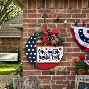 July 4th Independence Day 3D Front Door Decoration, Patriotic Wreath, American Welcome Door Hanging, Summer Home Decor, Festival Ornament