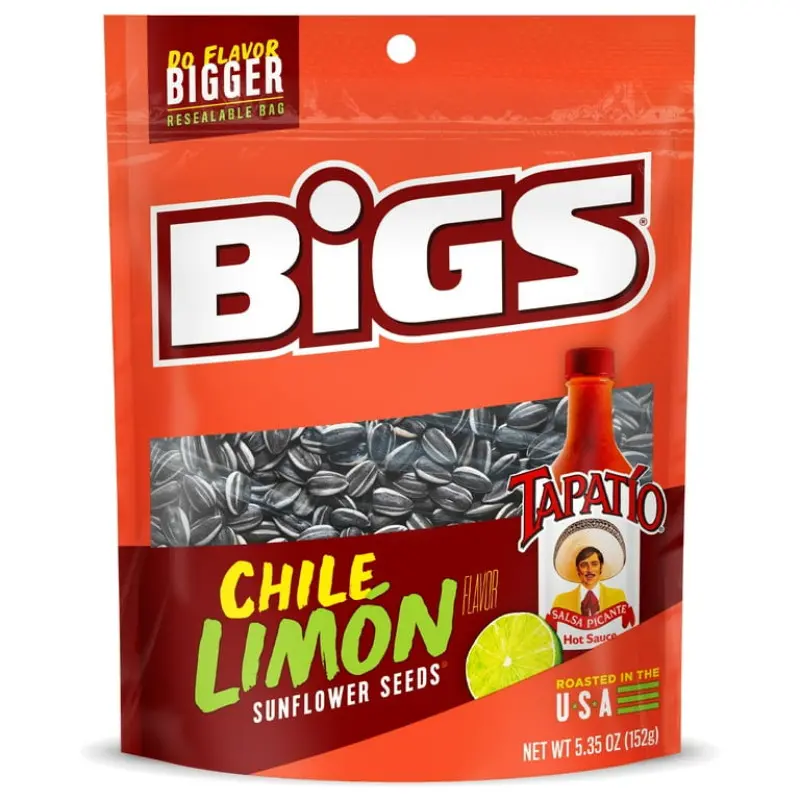 Bigs Chile Limon Shelled Sunflower Seeds (3 Bags, 5.35oz Each) - Crunchy Seeds, Protein-Rich, Fiber-Rich Snack for Game Day, On-the-Go Munching (Suitable for All Ages), High Protein, Salty & Savory, Bag, Game Day Munching