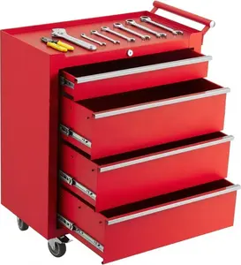 Garvee 4-Drawer Rolling Tool Chest, Portable Tool Box with Wheels and Locking System, Mobile Tool Cabinet Organizer for Garage, Workshop, Repair Shop, Black