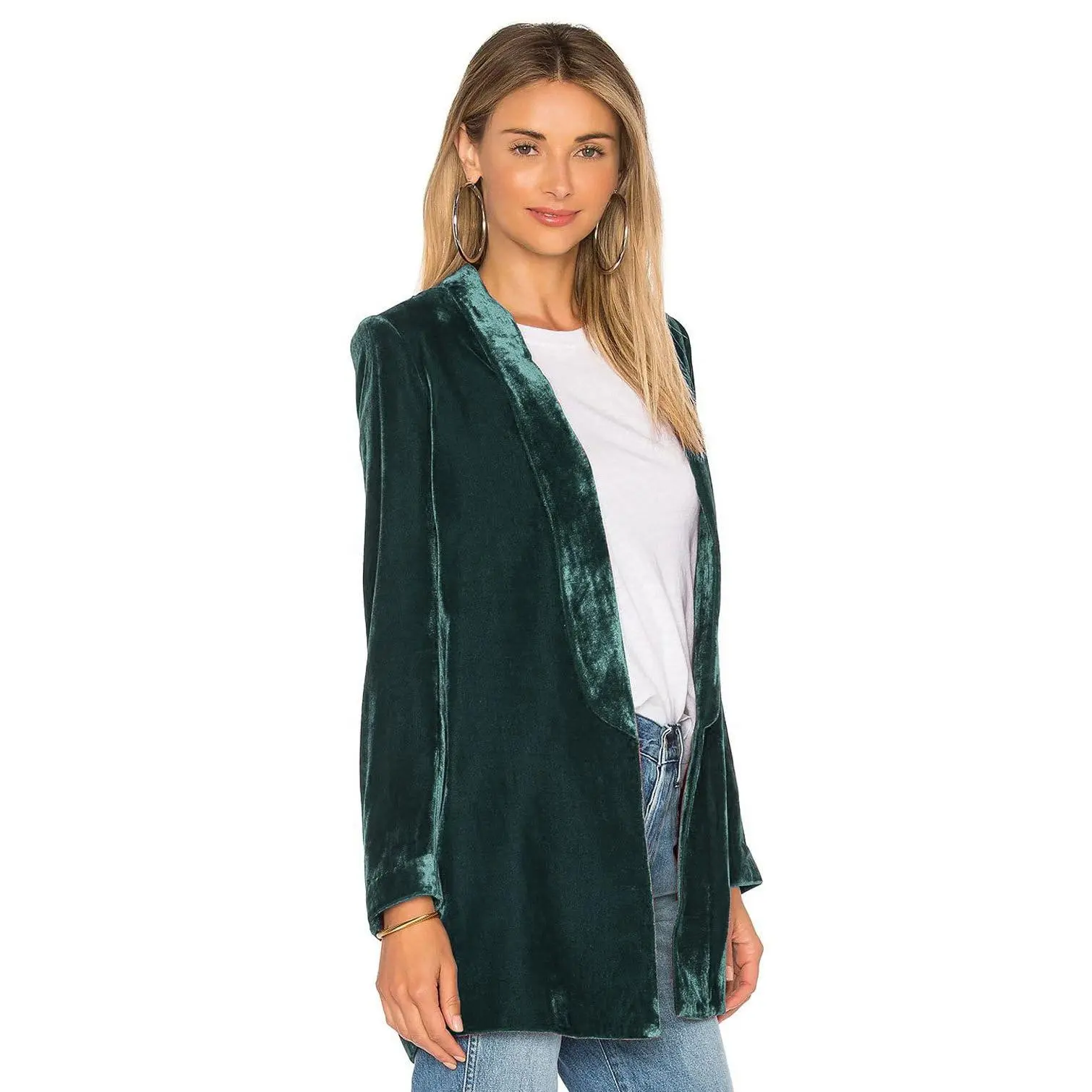 GARVEE Damen Velvet Blazer Samt Blazer Einfarbig BüRomantel