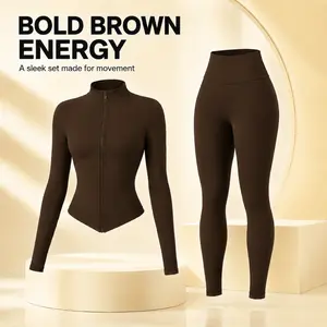 Women’s 2-Piece Seamless Yoga Set – Buttery Soft Body Sculpting Zip-Up Jacket & High Waist No Front Seam Leggings, 4-Way Stretch Gym-to-Street Activewear for Pilates, Yoga & Workout | Squat Proof, Breathable Comfort, Grace & Kindness