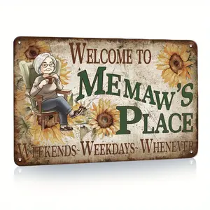 [8x12in Vintage Iron Welcome Sign] Vintage Iron Sign 'Welcome to Memaw's Place' - 8x12in Metal Wall Decor for Home, Dining Room, Patio, Garden, and Farm,Wall decor,Posters