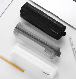 Simple Mesh Transparent Pencil Case Storage Pen Bag Zipper Pouch Portable Mini Cute Stationery Office School Supplies