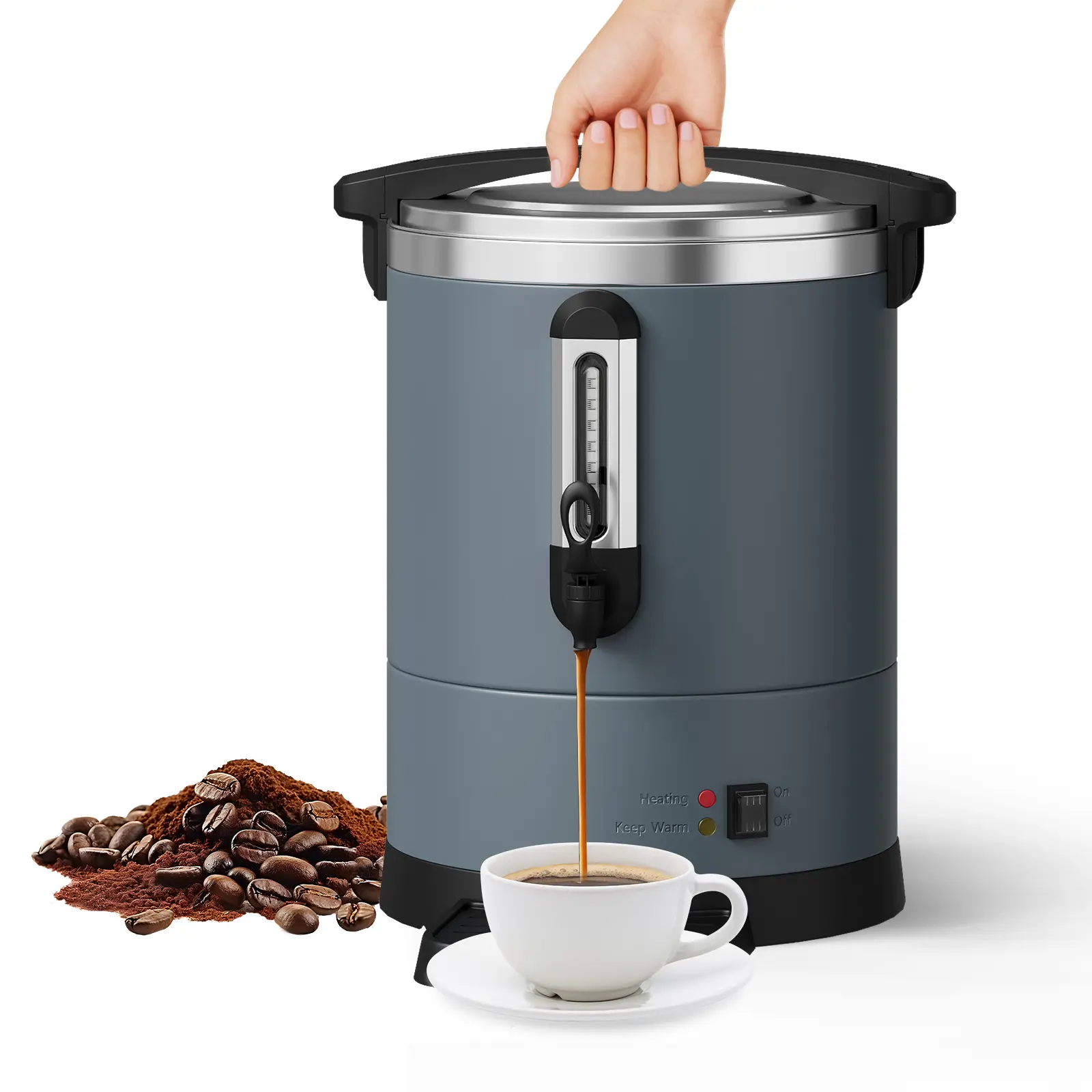 Commercial Double-Wall Insulated Stainless Steel Coffee Urn - 12L/14L/18L Fast-Brew Hot Beverage Dispenser, Coffee Equipment for Serving, Hotels, Weddings, Buffet Events, Tea