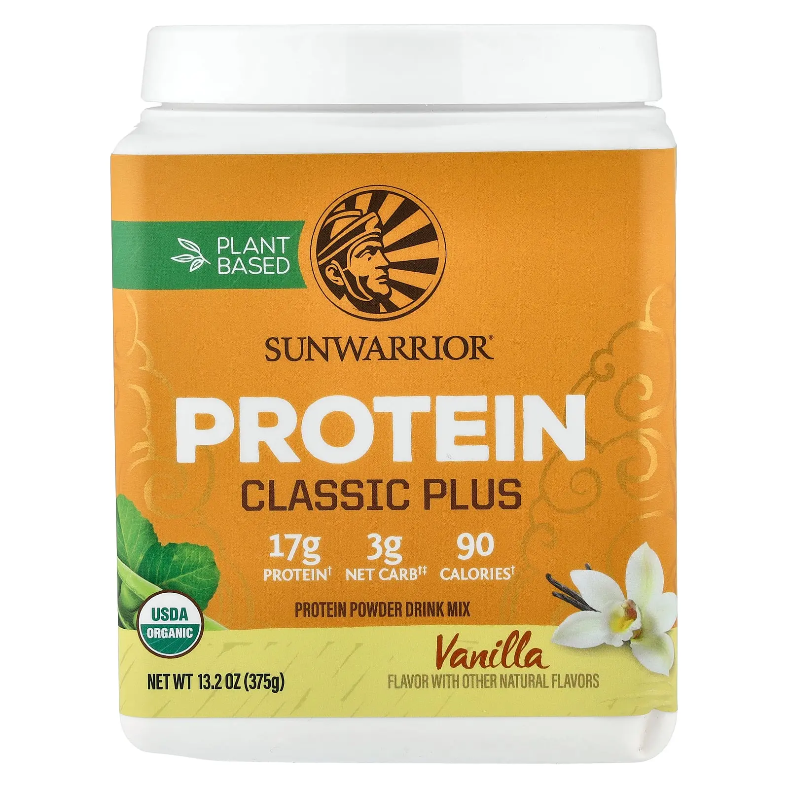 Sunwarrior Classic Plus Protein, Vanilla, 13.2 oz (375 g)