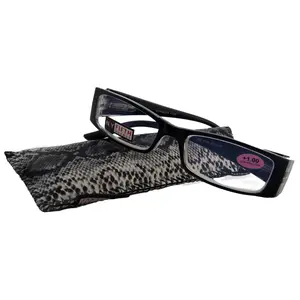 The French (Fleur De  Lis) Bayonetta-style, Black rectangular High-End Women Reading Glasses Spring temple  Optical Frame  NY Fifth Avenue Crystal Clear