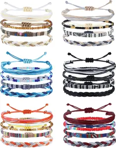 24 count Boho Surfer Bracelet Anklet Adjustable Beaded Anklets  Braided Bracelet Colorful Anklet Summer String Rope Ankle Bracelets  Surfer Beach Bracelet Boho  for Women Men