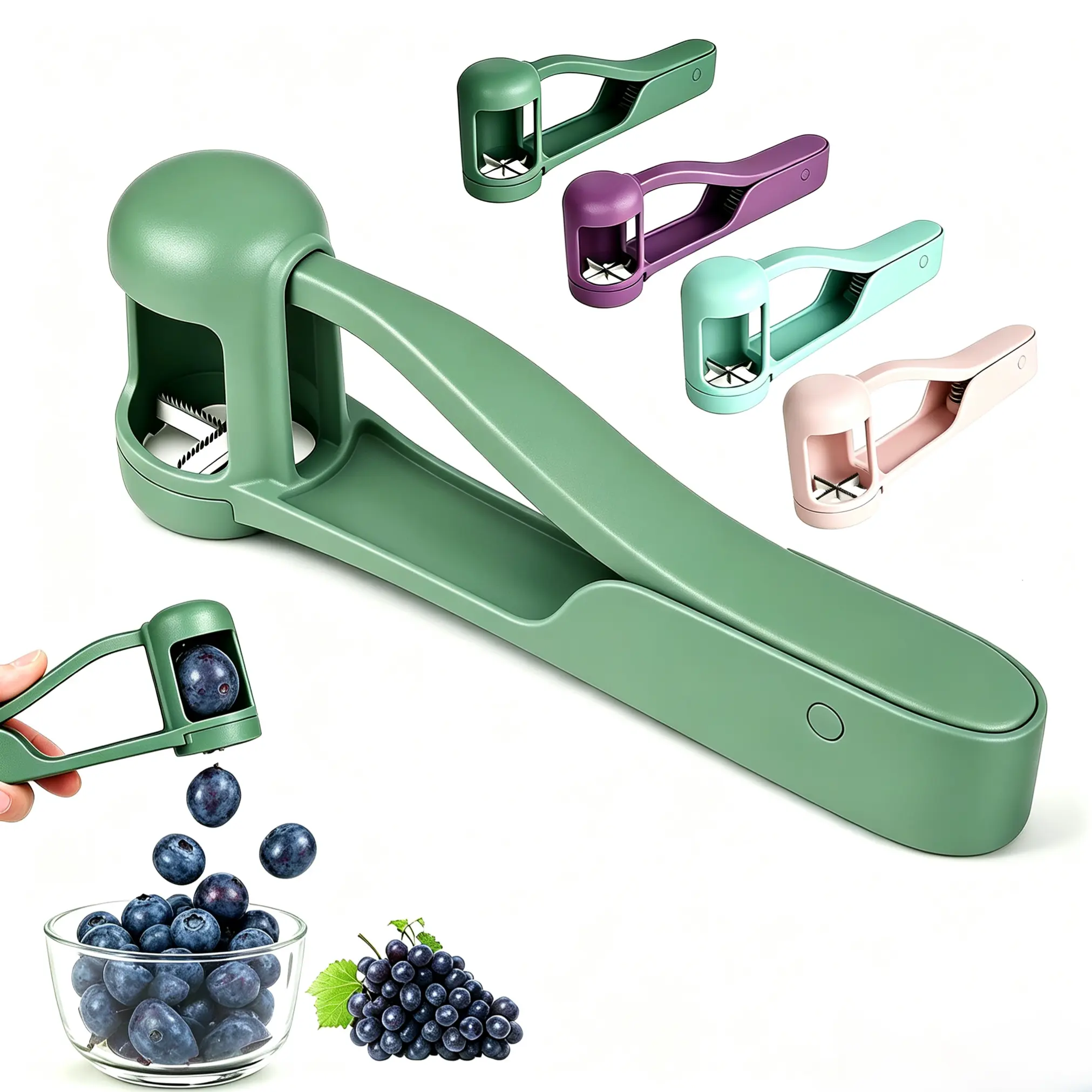 BPA-Free Anti-Choking Multi-Fruit Slicer - 1-Hand Portable Fruit Cutter with 304 Serrated Stainless Steel Blades, Toddler Snack Prep Tool for Strawberries, Grapes