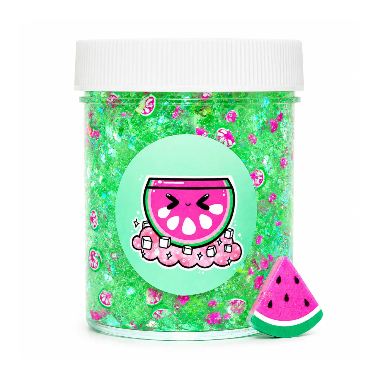 Crunchy Watermelon Iced Refresher Slime - Scented Sugar Scrub Slime with Charm, Relaxing ASMR Toy for Kids, Slime Asmr Pink Slime