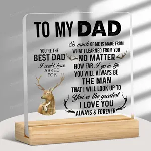 To My Dad Acrylic Sign, Acrylic Plaque Decor, 1 Count Letter Pattern Desktop Ornament, Acrylic Desktop Decoration, Gift for Father, Birthday Gift for Father, Father Souvenir Gift, Decor,Gifts For Dad