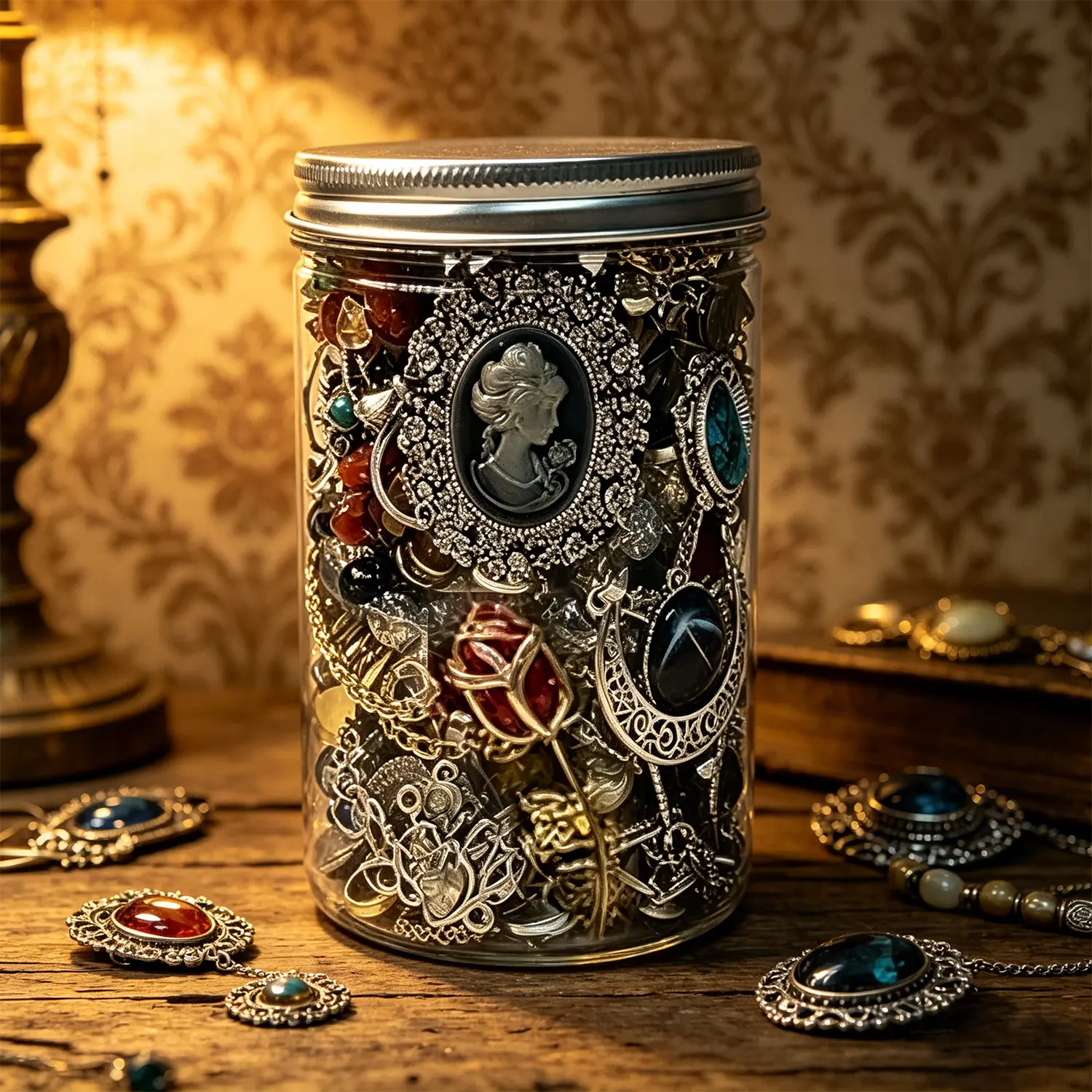 Mysterious Retro Exquisite Jewelry Jars -30+Antique Style Necklaces, Rings, Earrings, Bracelets