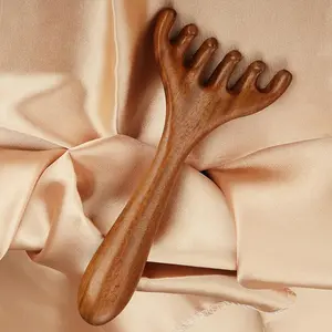 Sandalwood Gua Sha Massage Comb – 6 Claw Wooden Scalp Massager, Meridian Scraping Tool for Hair Growth, Face & Neck Relaxation, Stress Relief & Circulation Boost Body Care Facial Roller｜ Smooth Traditional Gift Therapy Comfort