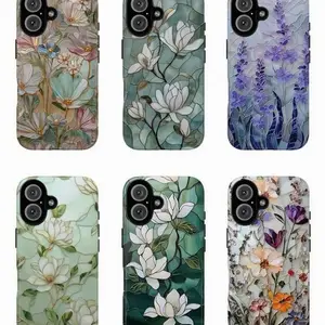 (3D print) Stained Glass Flower Phone Case – Wildflower Vintage Aesthetic Tough Protective Cover for iPhone Samsung Serries