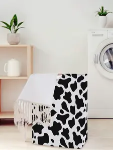 Cow Pattern Open Storage Box, Foldable Laundry Basket with Handle, Random Print, Home Bathroom Use, All Seasons