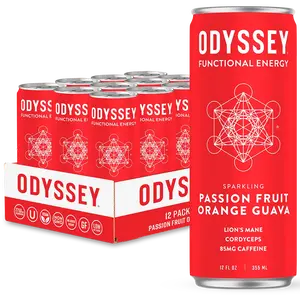 Passion Fruit Orange Guava Elixir Sparkling Energy Drink - 85mg Caffeine - 12 Pack