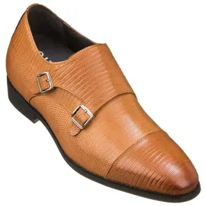 CALTO - K3115 - 2.8 Inches Taller (Brown) - Dual Monk Strap