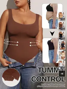 BLUELIFE Waist Trainer Bodysuit Seamless Plus Size Tummy Control Body Sculpting