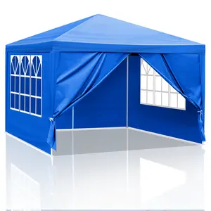 10'x10' Gazebo Waterproof Outdoor Canopy Patio Tent Party Tent for Wedding BBQ Cater, Blue Design Modern