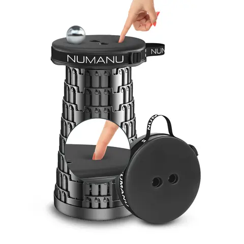 NUMANU Padded Adjustable Telescoping Compact Folding Seat for Adults, 620 lbs Heavy-Duty Extendable Lightweight 2.5-18in Stool, Foldable Camping Chair Stool for Camping, Seniors