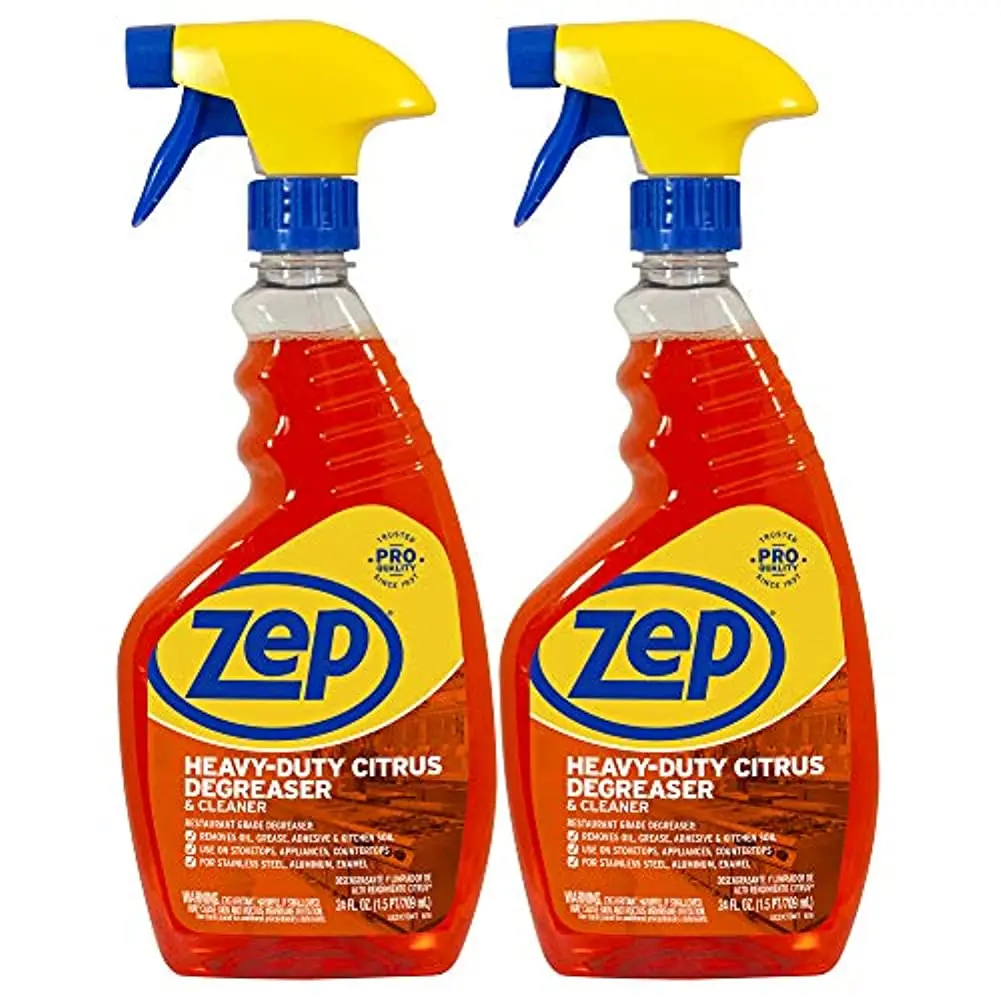 Zep Heavy-Duty Liquid Citrus Degreaser & Cleaner - 24 oz Restaurant Grade Household Solution, Removes Oil, Grease, Adhesive, Kitchen Soil; Works on Stovetops, Appliances, Stainless Surfaces, Kitchen Cabinets, Grill Fryers