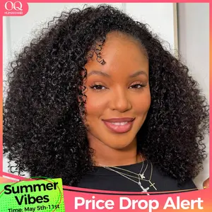 [3 In 1 Half Wig] OQ HAIR Invisible Hairline Kinky Curly Half Wig Easy Wear Go Glueless Human Hair Wig With Drawstring Beginner Friendly Seamless Flip Over Endless Styles #SummerVibes
