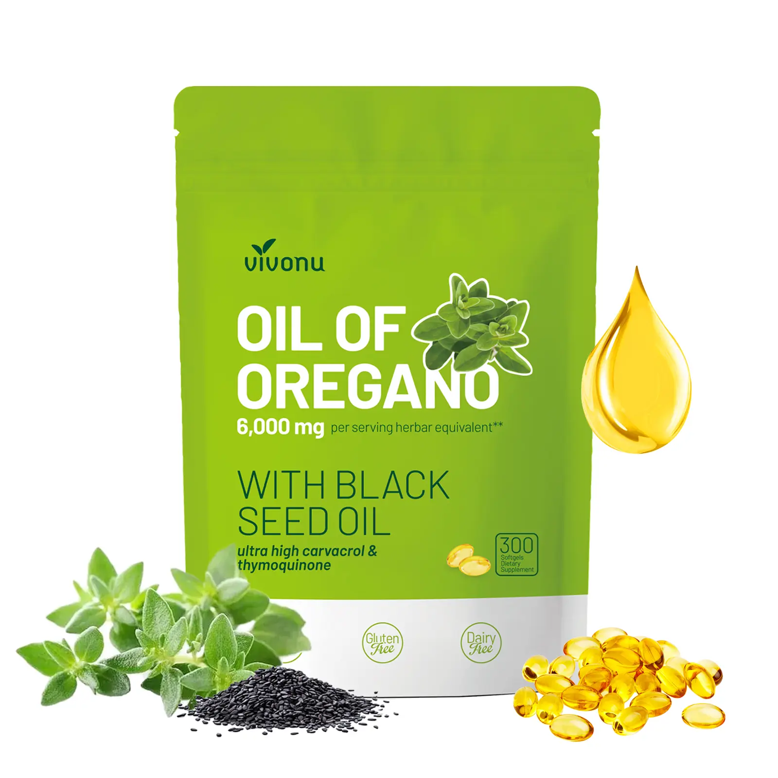 High-Potency Oil of Oregano 6000mg + Black Seed Oil 200mg | Organic Softgels for Fitness Support | 300 Count Gluten-Free Antioxidant Supplement mothersdaygift - TikTok Shop
