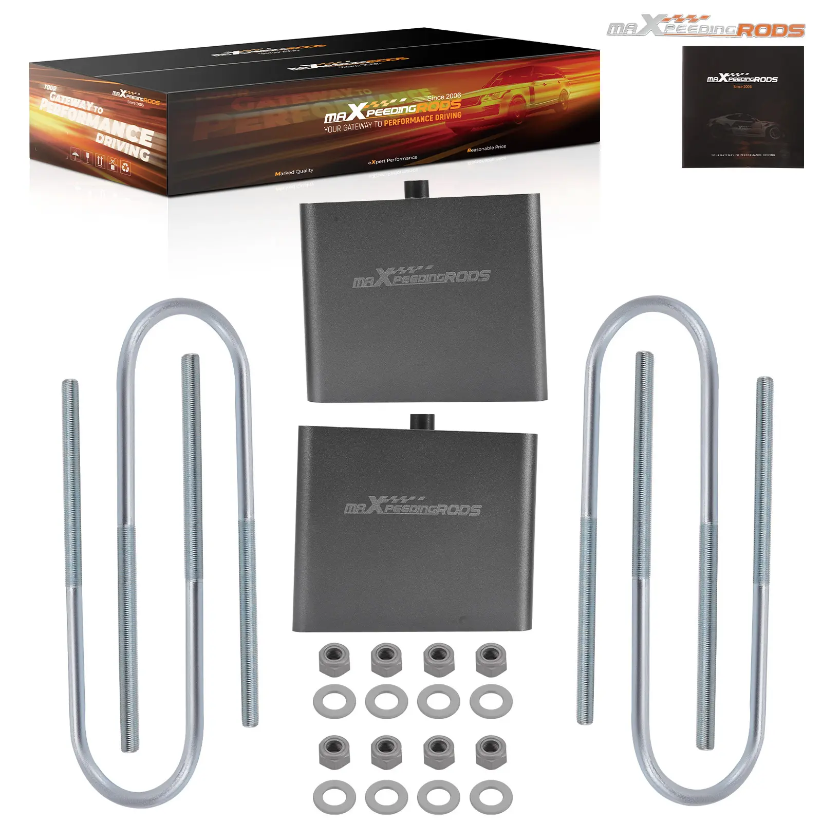 MAXPEEDINGRODS 4” Drop Lowering Blocks Kit for Auto Mid-Size Pickups, 3” Tube Ready Extruded Aluminum Blocks with Anodized Surface, Easy Bolt-On Installation, Maximum Strength & Enhanced Safety