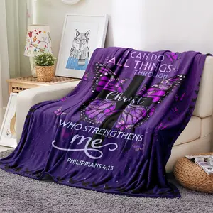 Luxury Flannel Butterfly Cross Envelope Blanket, Soft Polyester Fiber Throw for Bed Sofa Outdoor Travel Gift, Modern Style Home Decor