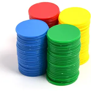 Smartdealspro 100pcs 32mm/1.26 Inch Opaque Plastic Learning Counters Disks Mini Poker Chips Game Tokens with Storage Box (4Color-Red,Yellow,Blue,Green)
