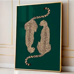 [Sale off up to 50%] Cheetah Poster, Emerald Green Leopard Print, Dopamine Decor, Retro Poster, Green Leopard Print, Jungle Poster, Funky Wall Art, Apartment Art