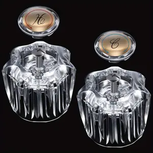 1 Pair Bathroom Faucet Knobs Replacement, Bathtub Faucet Handles Compatible with Delta/Delex/Peerless, Hot And Cold Sink Faucet Knobs Replacement Parts In Clear Acrylic, Include Screws