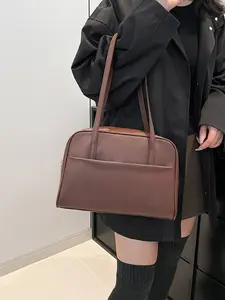 Large Capacity Vintage Flap Handbag for Women, Detachable Strap and Zip Closure, Professional Bag for Commute, Dates, Daily Use, Elegant Lady Handbag
