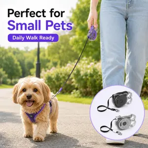 UFORU Mini Retractable Dog Leash for Small Dogs and Cats, Lightweight Portable Pet Leash with Two-Finger Grip Handle, Clear Shell, Durable Metal Clip, Compact Leash for Walking Travel Outdoor Use
