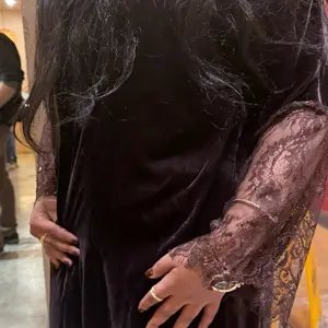 Asha Abaya Velvet - Dark Color, Long Sleeves, Lace Detail, Comfortable Fit, Ideal for Various Occasions
