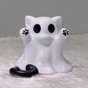 Halloween Decor Set Halloween Ghost Statue Adorable Ghost & Cat Figurines For Desktop Display Perfect For Office Home And Festive Decoration Gift For Halloween