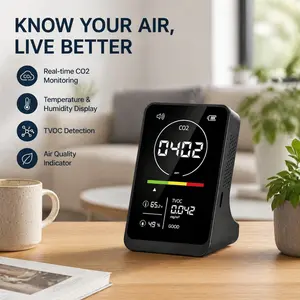 12-In-1 Smart Air Quality Monitor, Digital Co2 Detector, Multi-Functional Gas Tester, Real-Time Indoor Environment Sensor for Office, Home, Hotel
